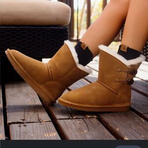 BRAND NEW JUST BE LADIES COG SUEDE ROUND TOE FAUX FUR WOMEN"S BOOTIES